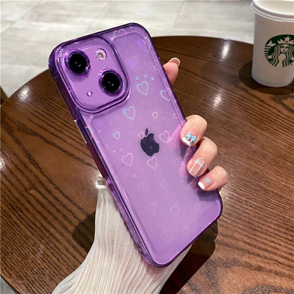 LuxuryKase LK121 3D Laser Glitter Love Heart Transparent Case For iPhone - Image 19