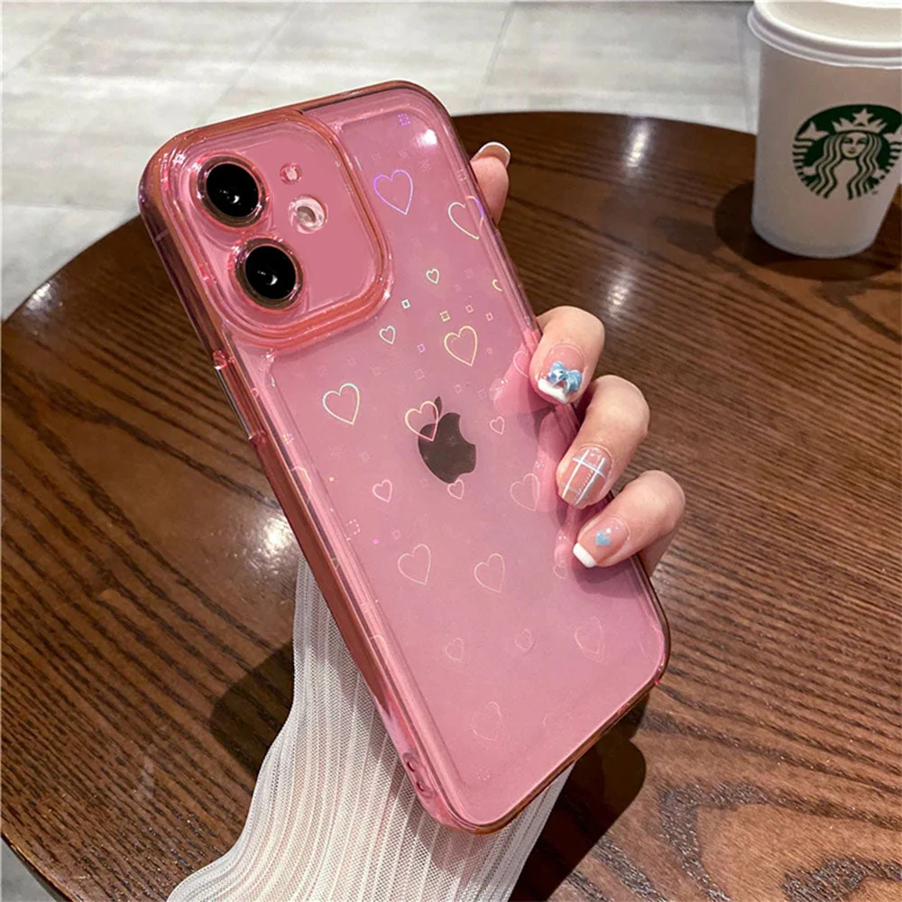 LuxuryKase LK121 3D Laser Glitter Love Heart Transparent Case For iPhone - Image 20