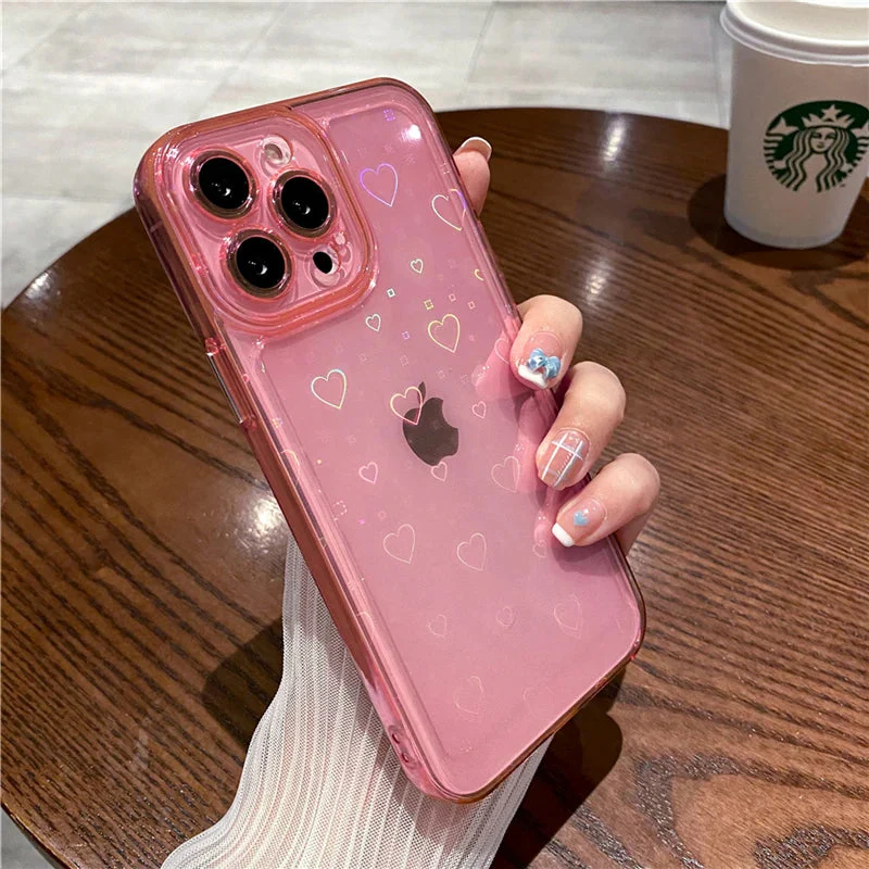 LuxuryKase LK121 3D Laser Glitter Love Heart Transparent Case For iPhone - Image 21