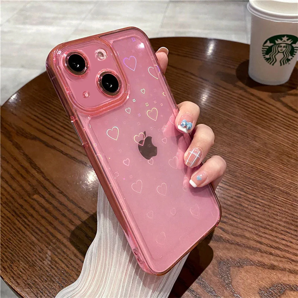 LuxuryKase LK121 3D Laser Glitter Love Heart Transparent Case For iPhone - Image 22