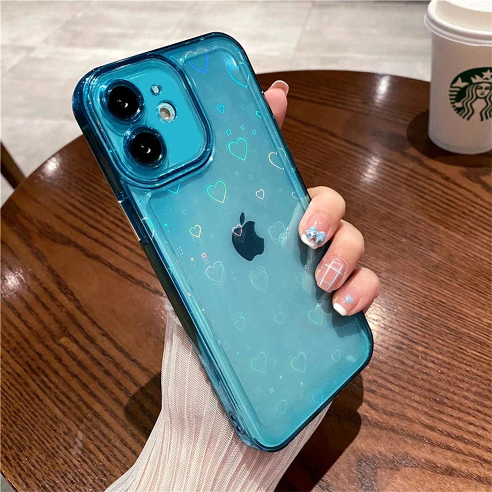 LuxuryKase LK121 3D Laser Glitter Love Heart Transparent Case For iPhone - Image 23