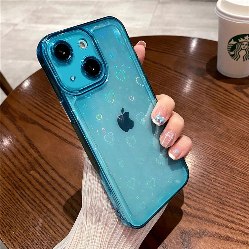LuxuryKase LK121 3D Laser Glitter Love Heart Transparent Case For iPhone - Image 25