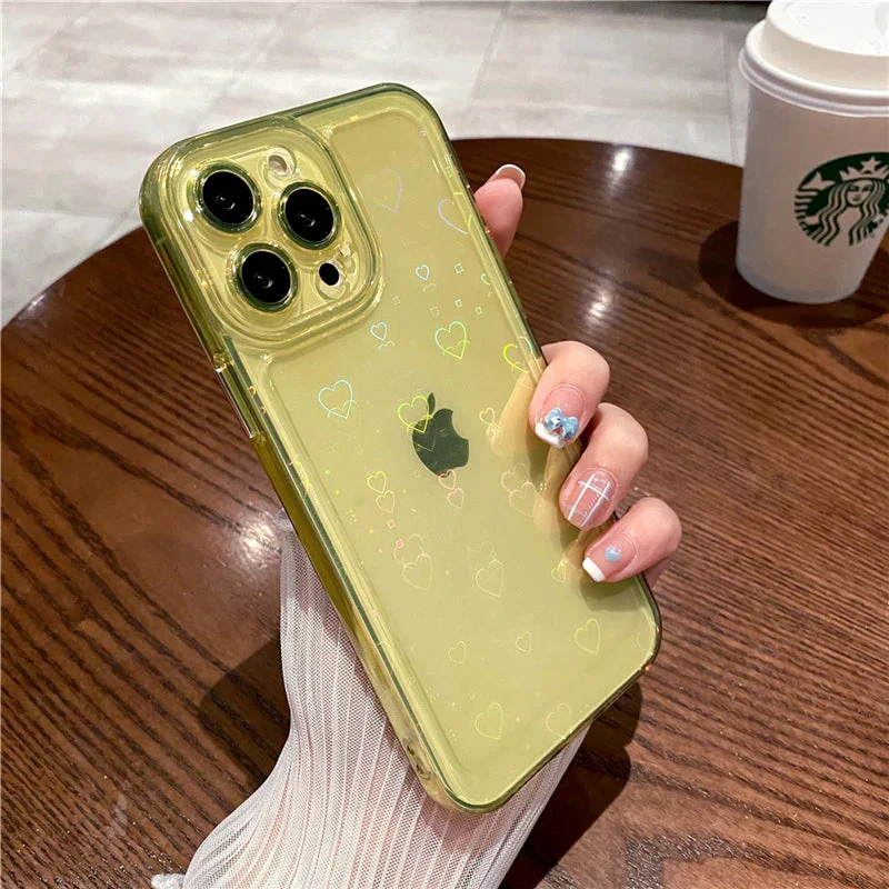 LuxuryKase LK121 3D Laser Glitter Love Heart Transparent Case For iPhone - Image 27