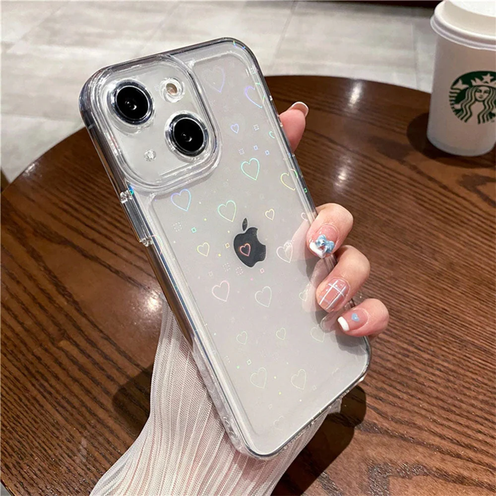 LuxuryKase LK121 3D Laser Glitter Love Heart Transparent Case For iPhone - Image 4