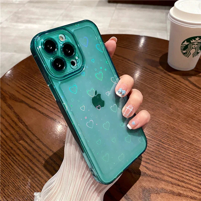 LuxuryKase LK121 3D Laser Glitter Love Heart Transparent Case For iPhone - Image 6