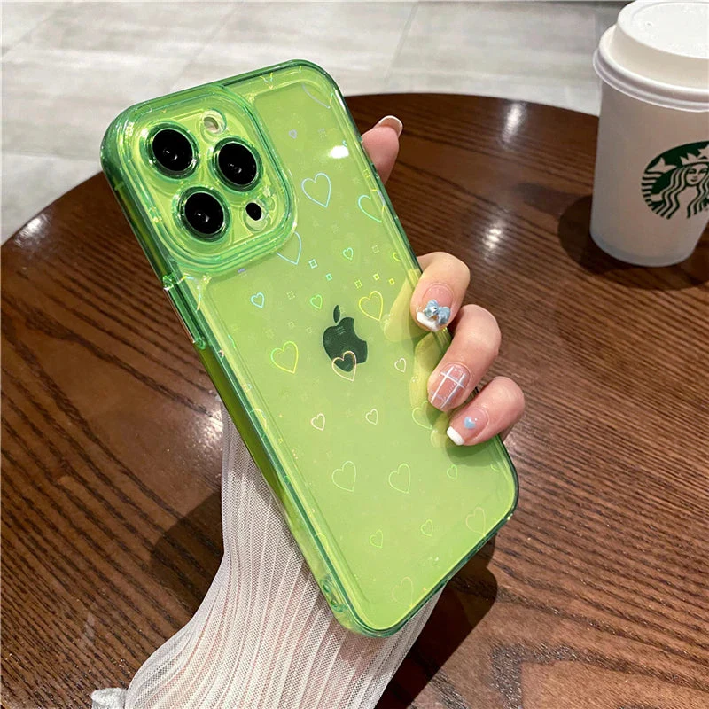 LuxuryKase LK121 3D Laser Glitter Love Heart Transparent Case For iPhone - Image 9