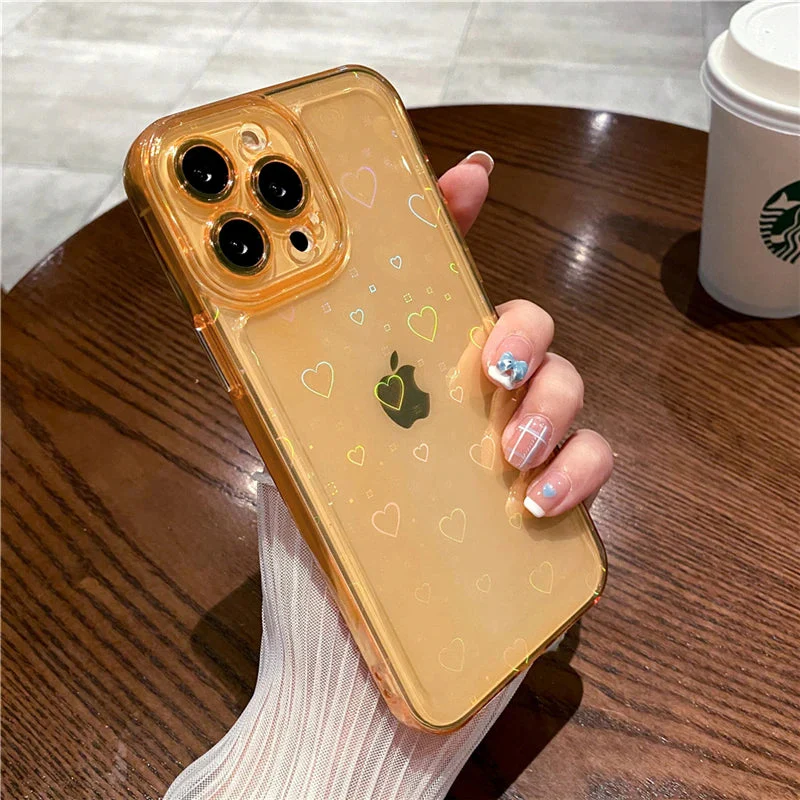 LuxuryKase LK121 3D Laser Glitter Love Heart Transparent Case For iPhone - Image 11