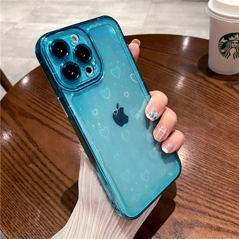 LuxuryKase LK121 3D Laser Glitter Love Heart Transparent Case For iPhone - Image 17