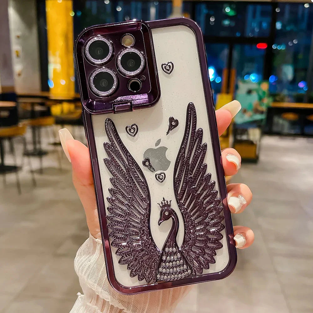 LuxuryKase LK123 Electroplate Diamond Angel Wings Glitter Clear Case For iPhone - Image 12