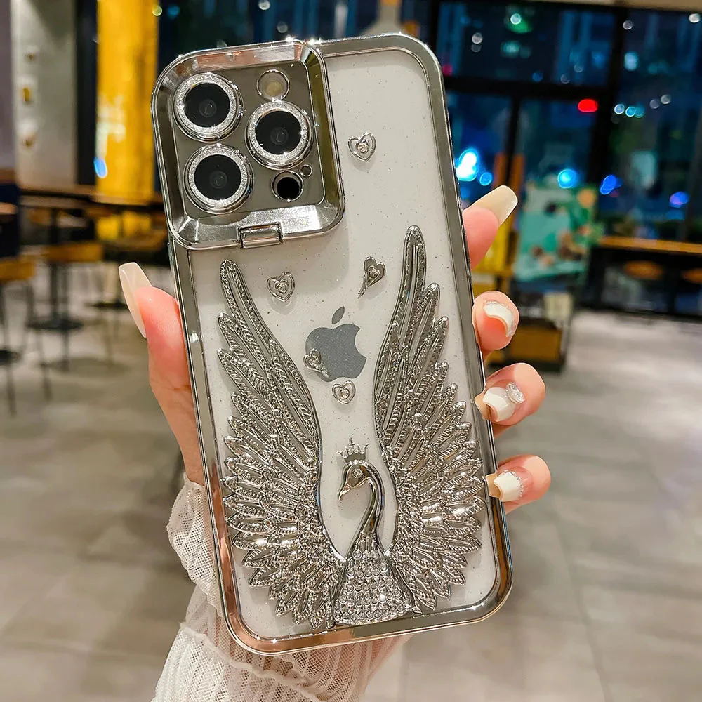 LuxuryKase LK123 Electroplate Diamond Angel Wings Glitter Clear Case For iPhone - Image 18