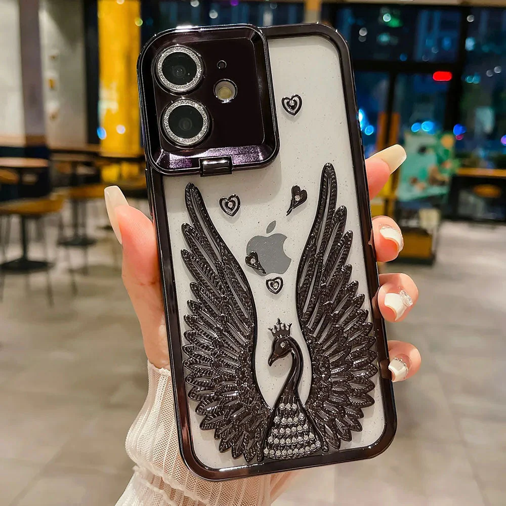 LuxuryKase LK123 Electroplate Diamond Angel Wings Glitter Clear Case For iPhone - Image 2
