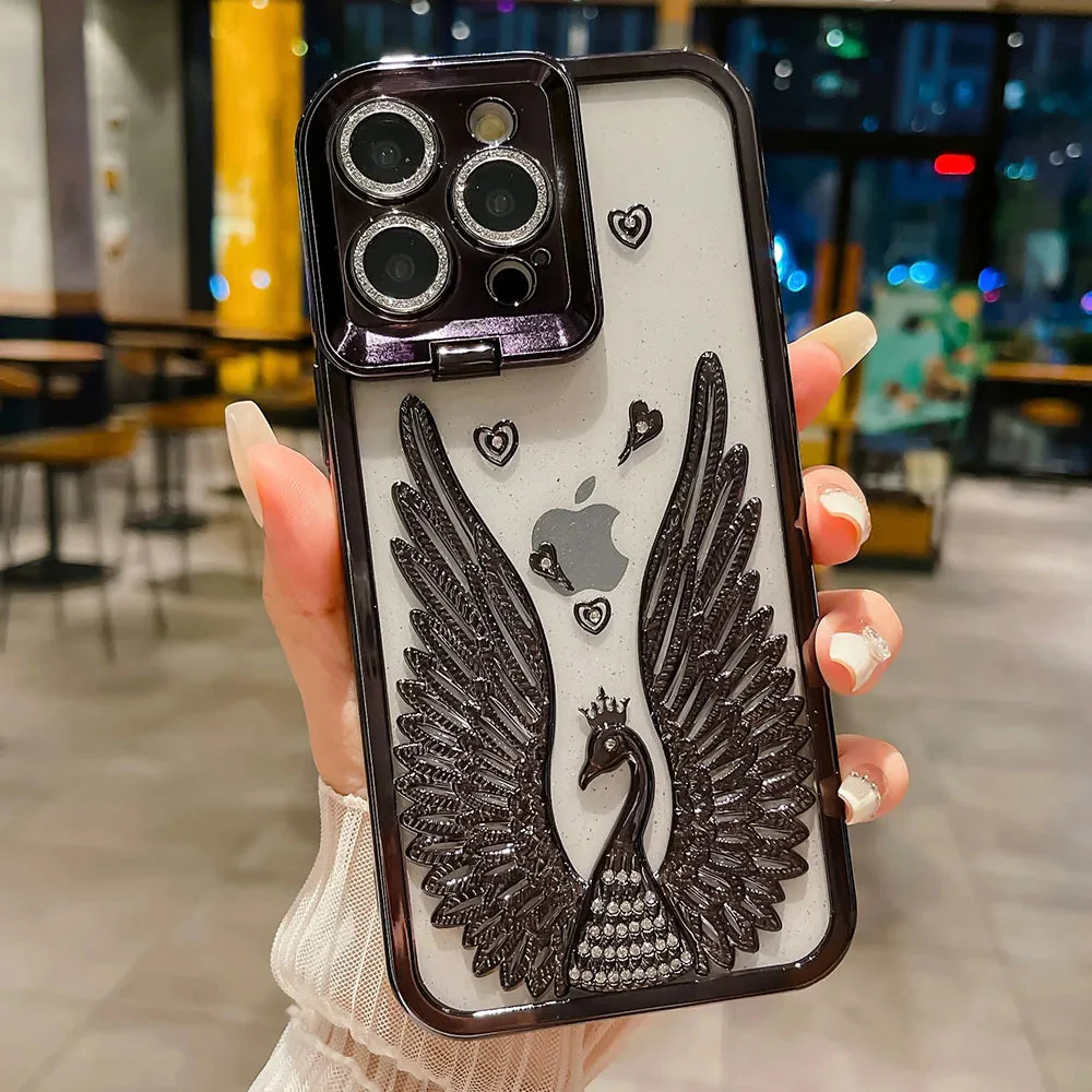 LuxuryKase LK123 Electroplate Diamond Angel Wings Glitter Clear Case For iPhone - Image 3