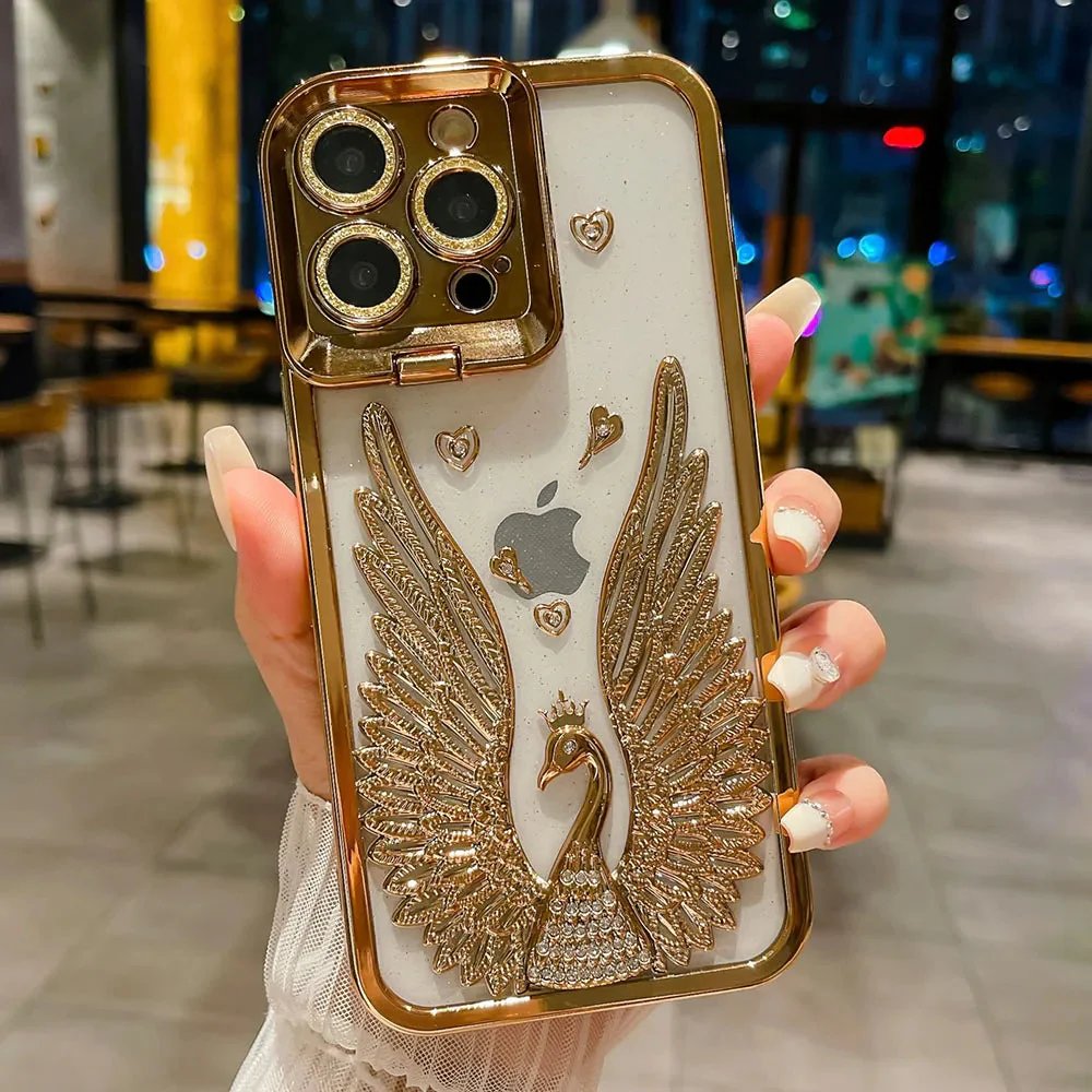 LuxuryKase LK123 Electroplate Diamond Angel Wings Glitter Clear Case For iPhone - Image 9
