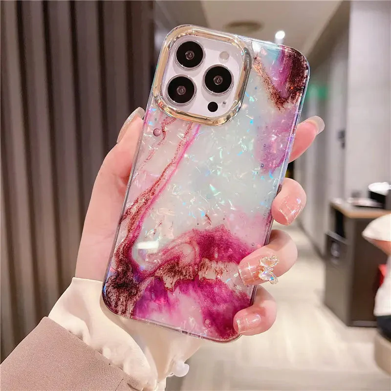 LuxuryKase LK132 Glitter Dream Shell Crack Marble Case For iPhone - Image 15