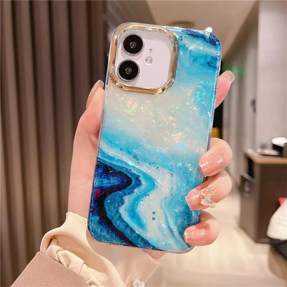 LuxuryKase LK132 Glitter Dream Shell Crack Marble Case For iPhone - Image 2