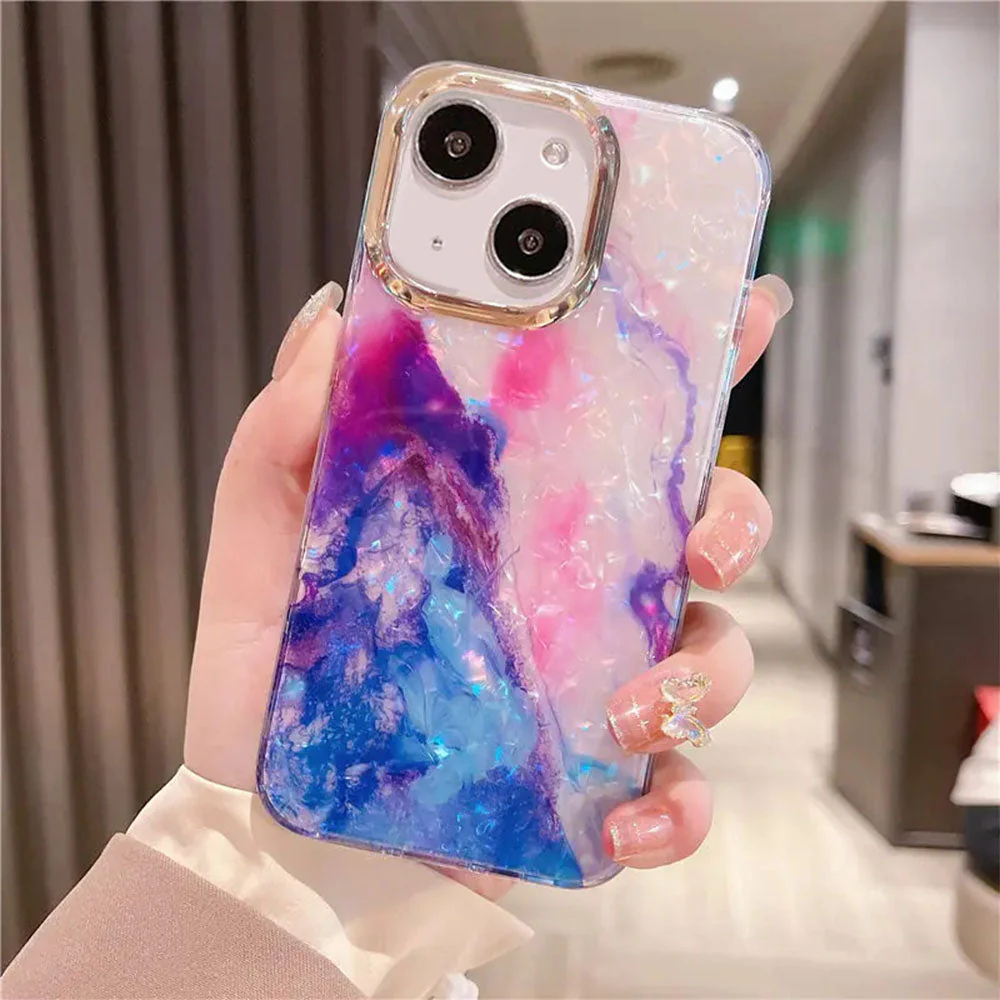LuxuryKase LK132 Glitter Dream Shell Crack Marble Case For iPhone - Image 22