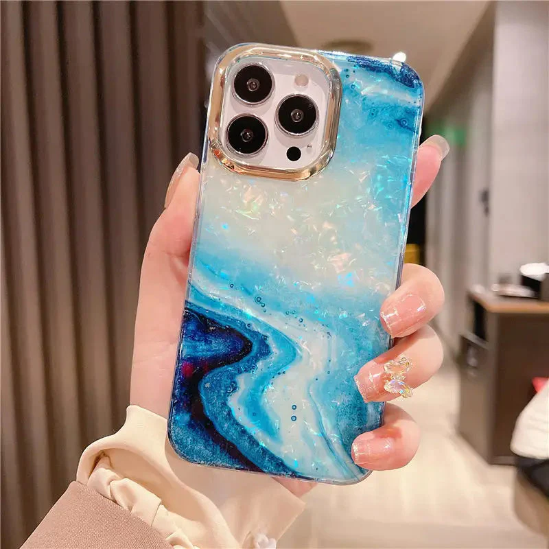 LuxuryKase LK132 Glitter Dream Shell Crack Marble Case For iPhone - Image 3