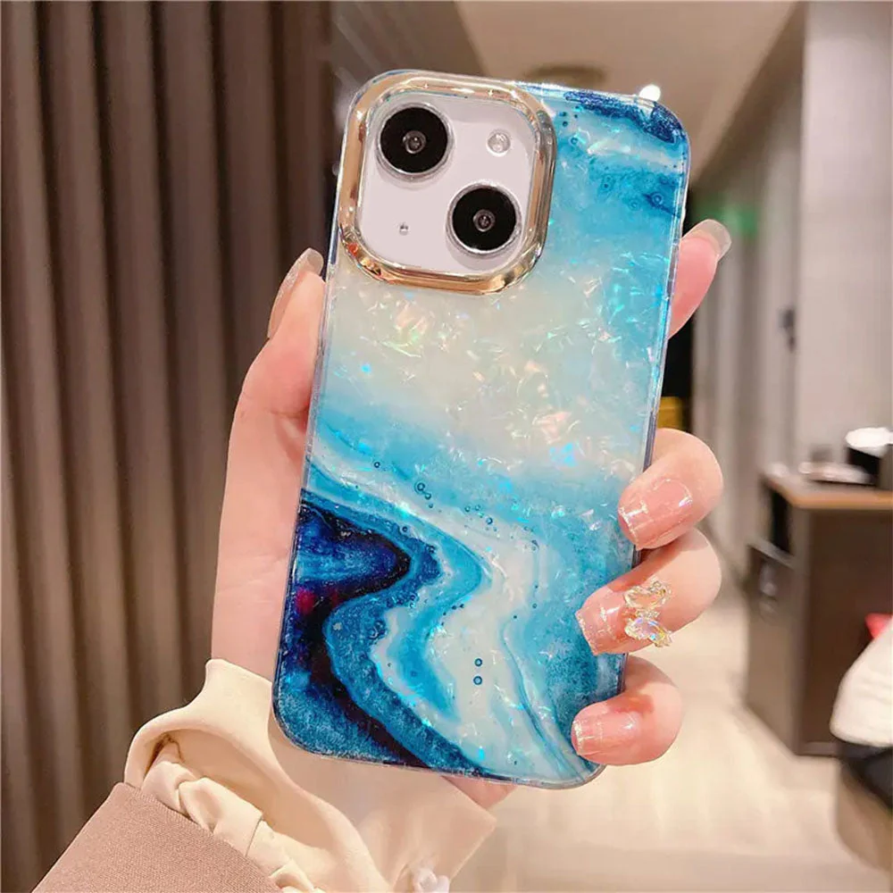 LuxuryKase LK132 Glitter Dream Shell Crack Marble Case For iPhone - Image 4