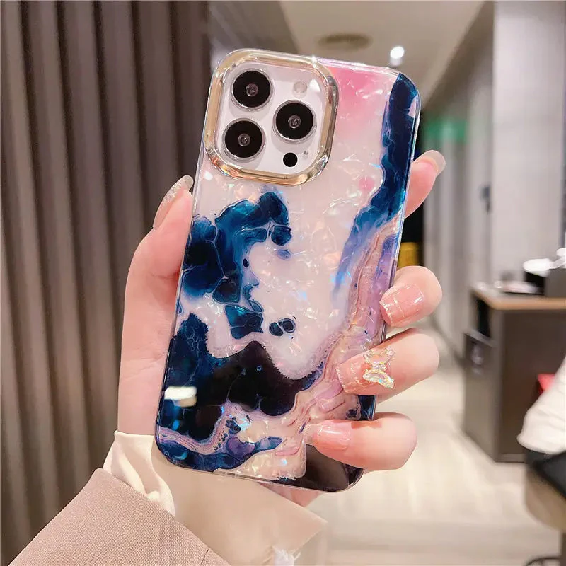 LuxuryKase LK132 Glitter Dream Shell Crack Marble Case For iPhone - Image 9