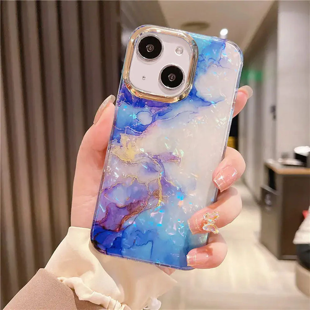 LuxuryKase LK132 Glitter Dream Shell Crack Marble Case For iPhone - Image 16