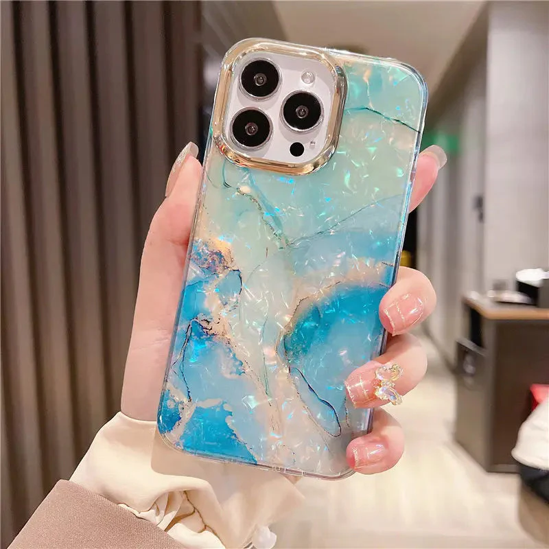 LuxuryKase LK132 Glitter Dream Shell Crack Marble Case For iPhone - Image 5