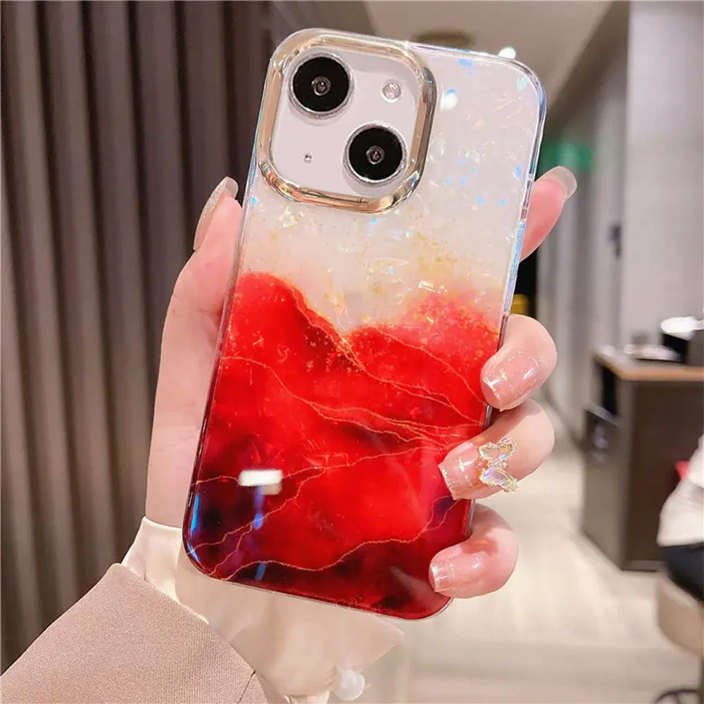 LuxuryKase LK132 Glitter Dream Shell Crack Marble Case For iPhone - Image 8
