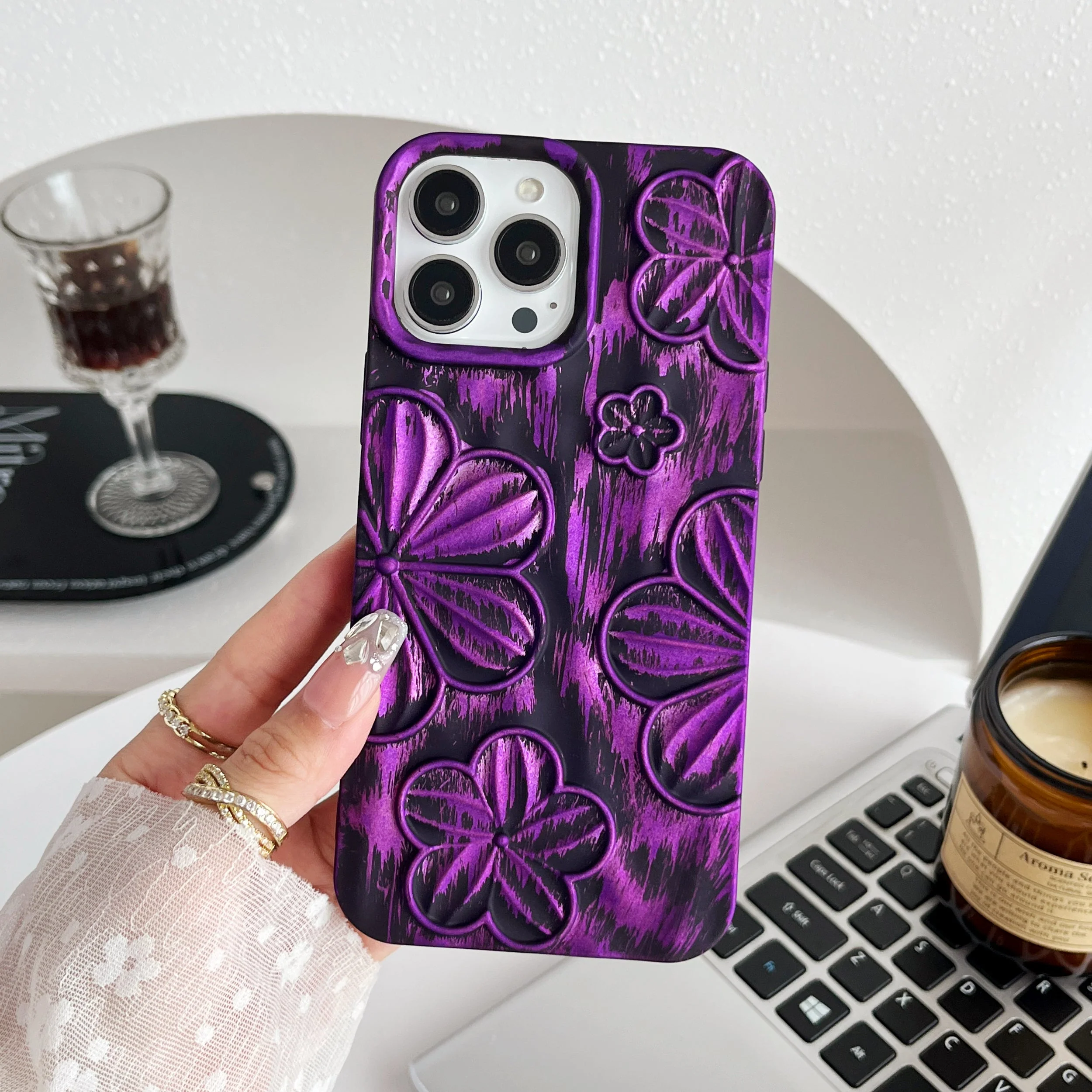 LuxuryKase LK138 Double Shaded 3D Flower Print Case For iPhone - Image 11