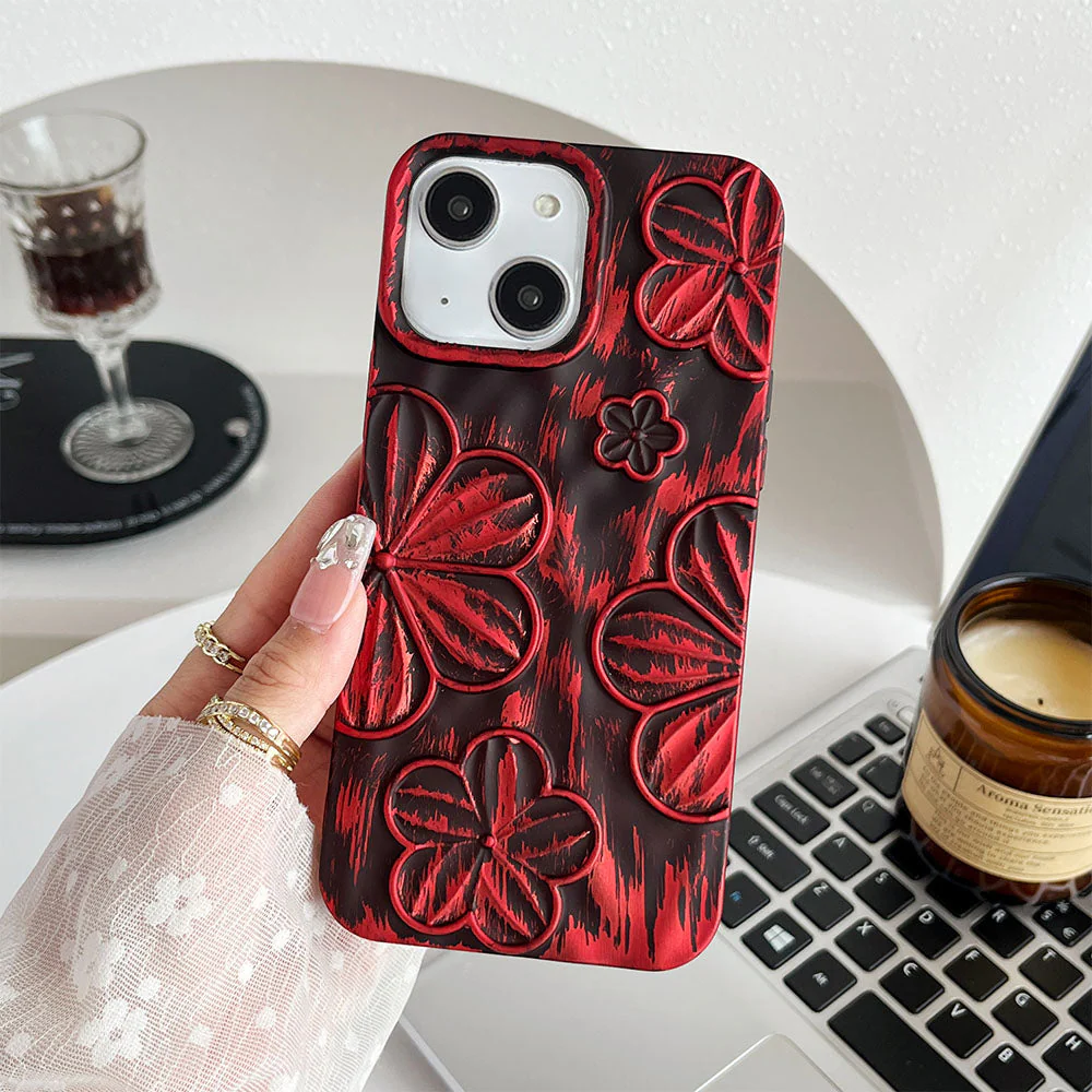 LuxuryKase LK138 Double Shaded 3D Flower Print Case For iPhone - Image 12