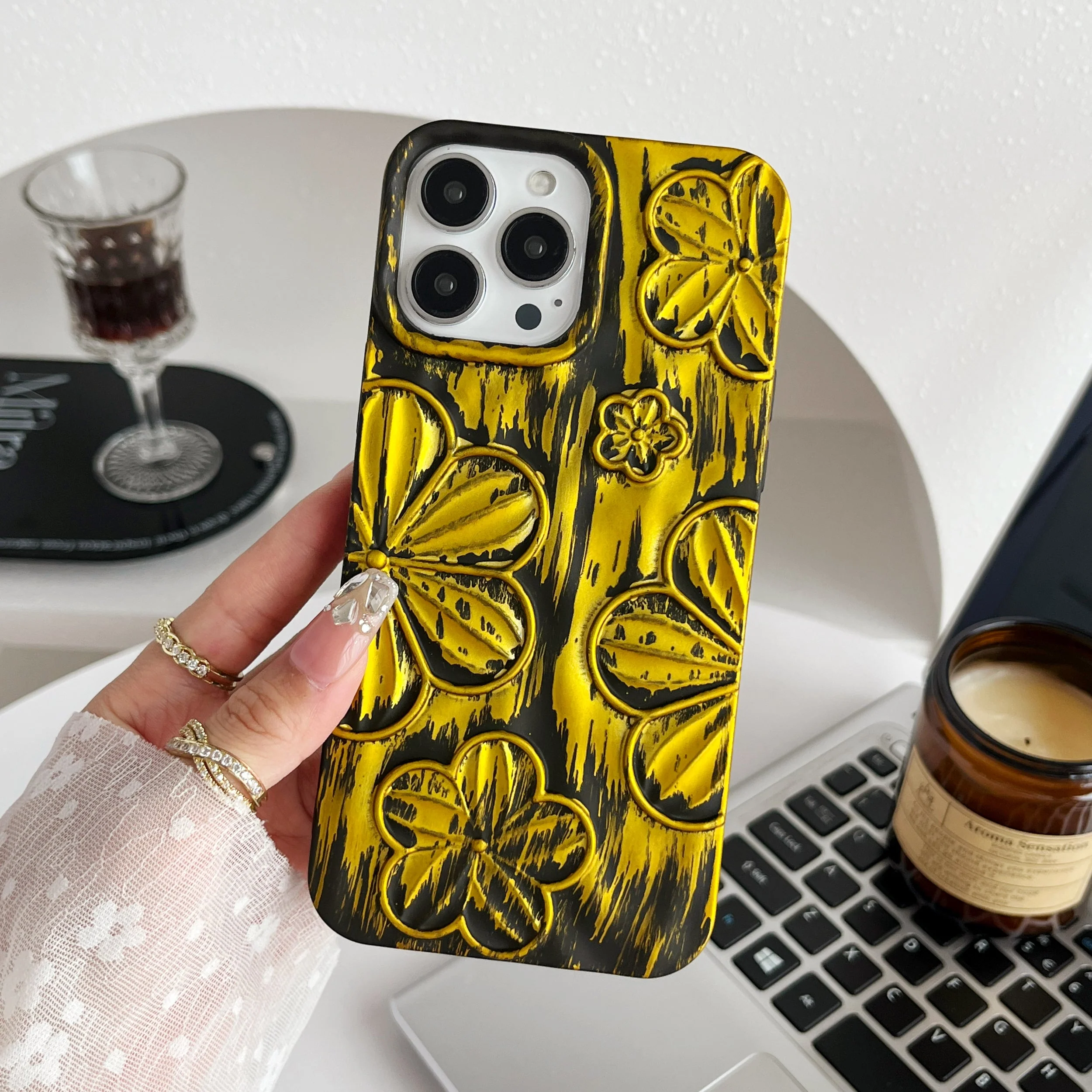 LuxuryKase LK138 Double Shaded 3D Flower Print Case For iPhone - Image 17