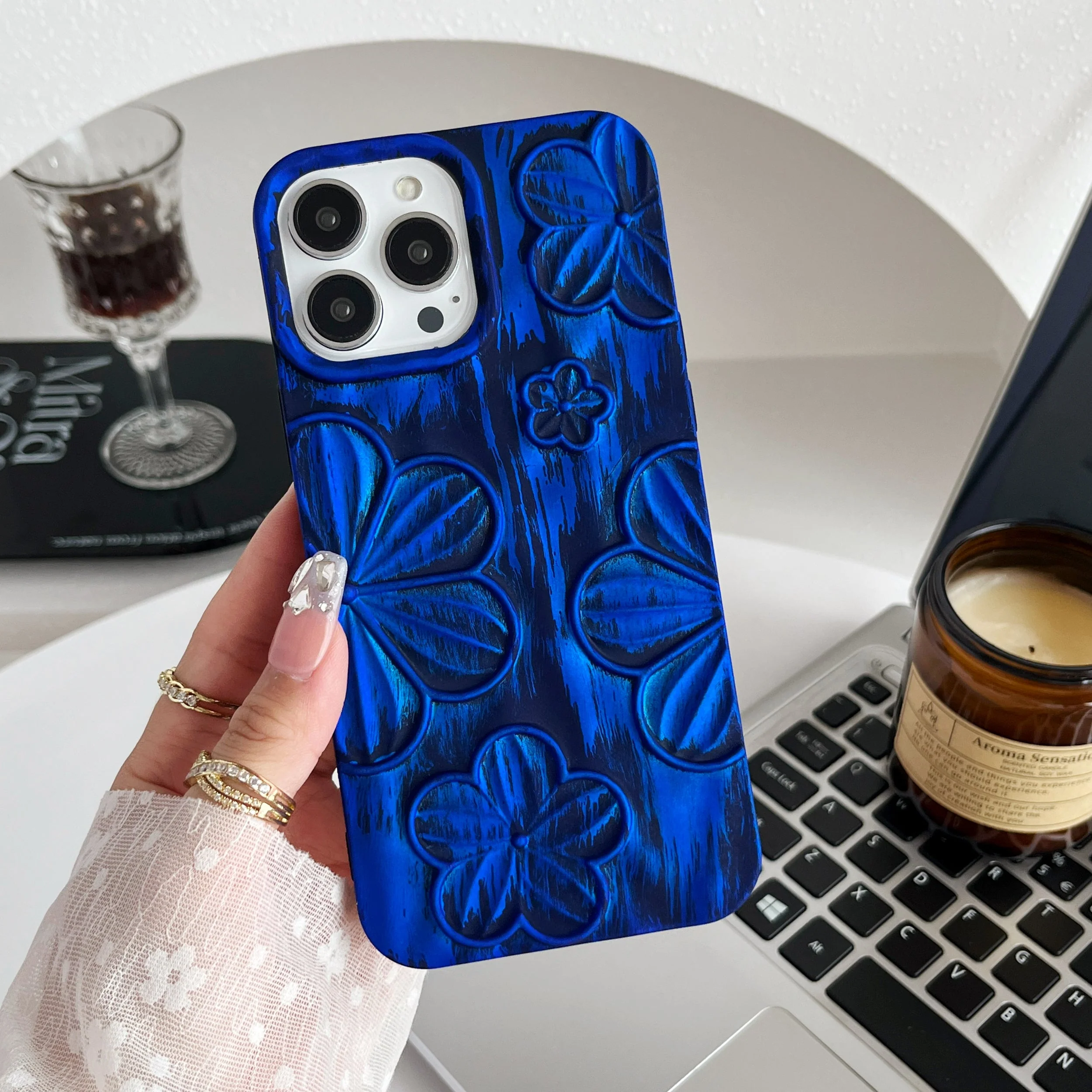LuxuryKase LK138 Double Shaded 3D Flower Print Case For iPhone - Image 3