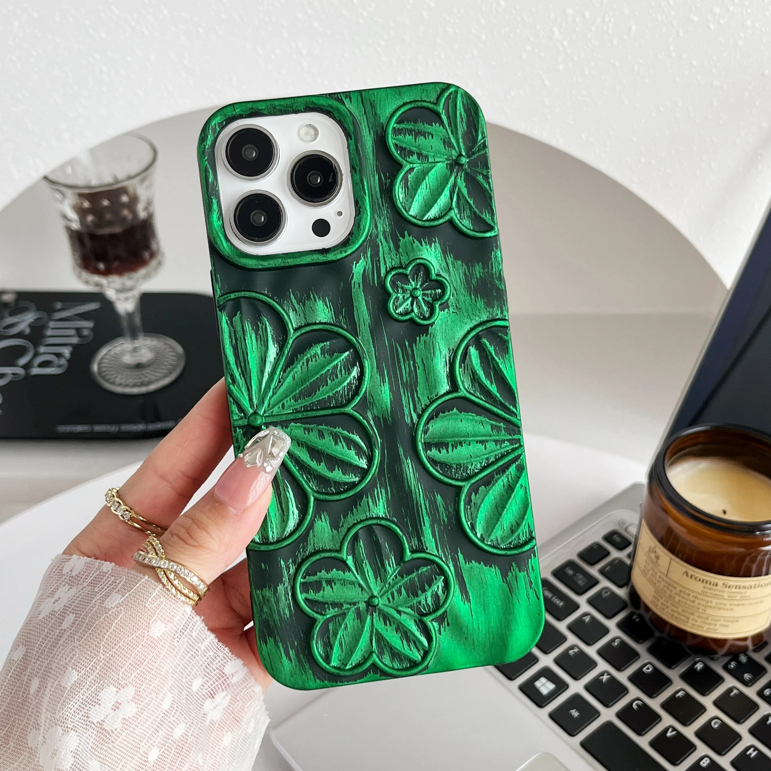 LuxuryKase LK138 Double Shaded 3D Flower Print Case For iPhone - Image 5