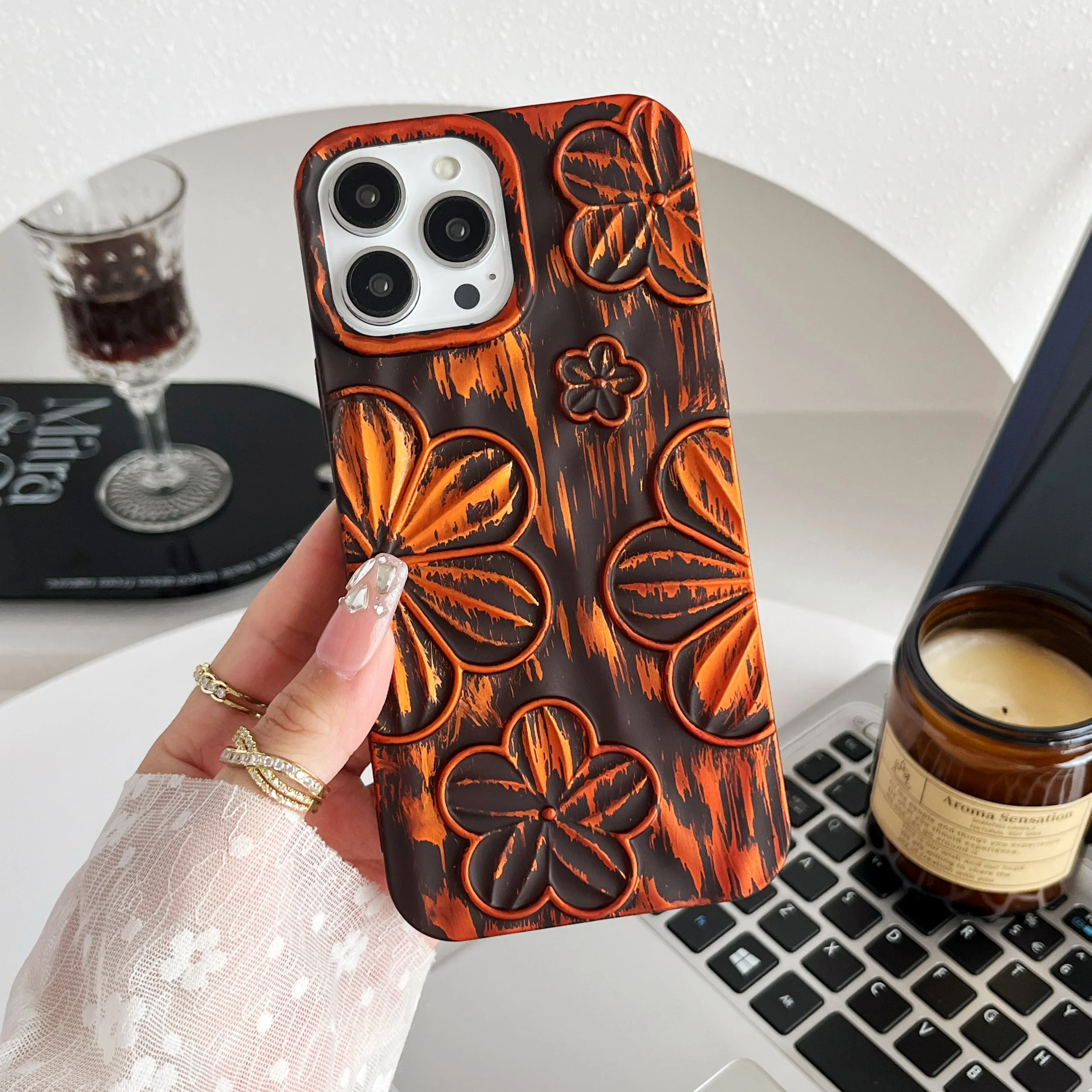 LuxuryKase LK138 Double Shaded 3D Flower Print Case For iPhone - Image 7
