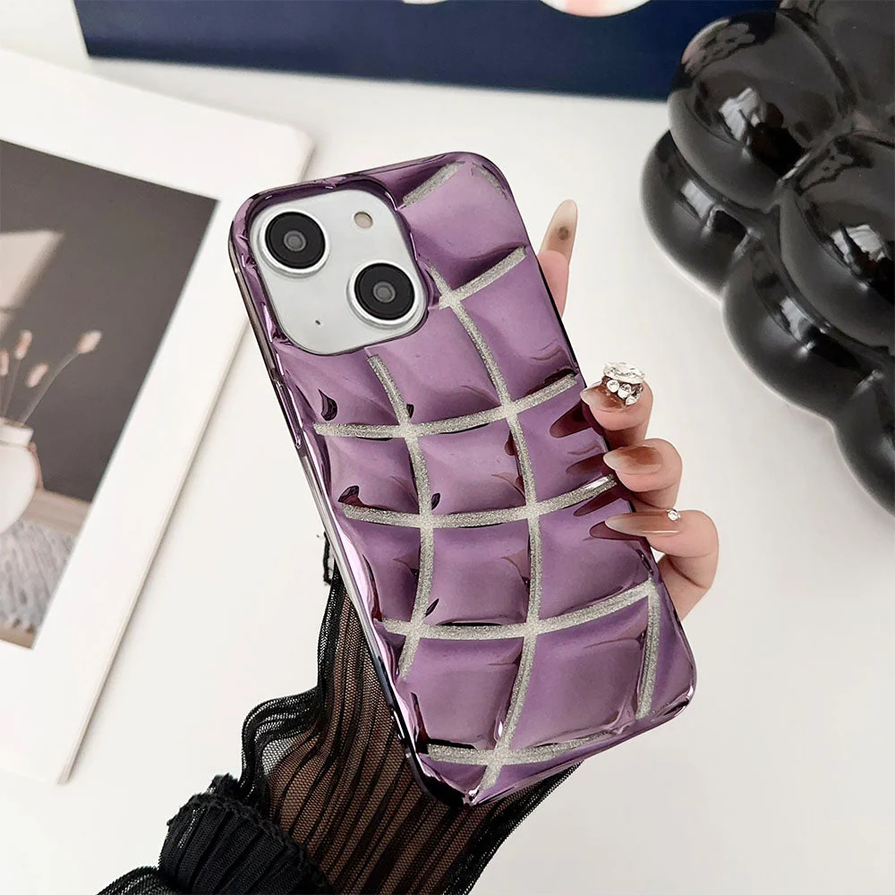 LuxuryKase LK142 Electroplated curved plaid Protective case For iPhone - Image 10