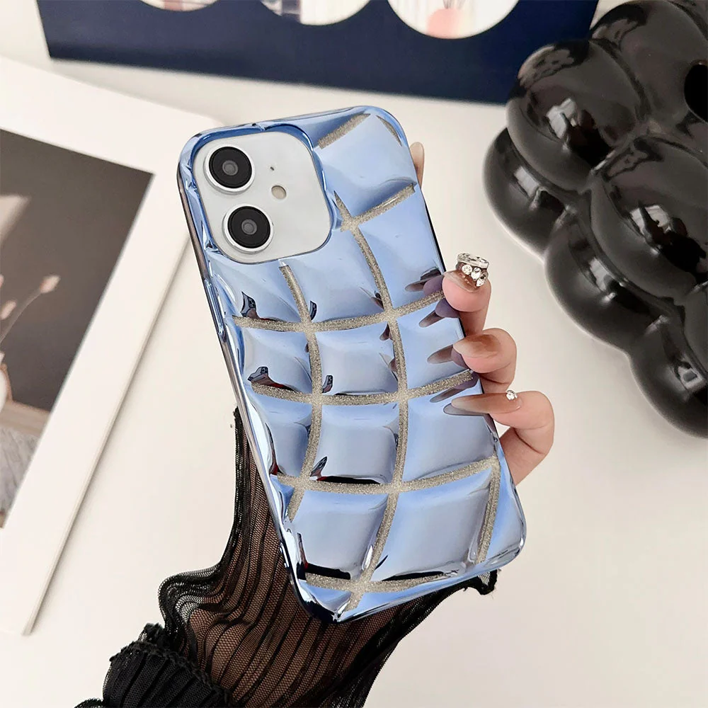 LuxuryKase LK142 Electroplated curved plaid Protective case For iPhone - Image 14