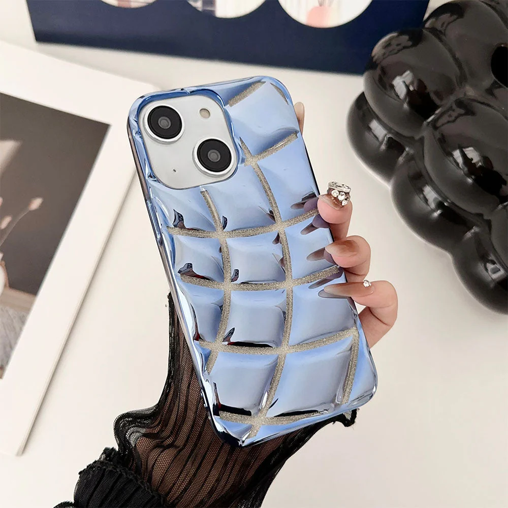 LuxuryKase LK142 Electroplated curved plaid Protective case For iPhone - Image 16