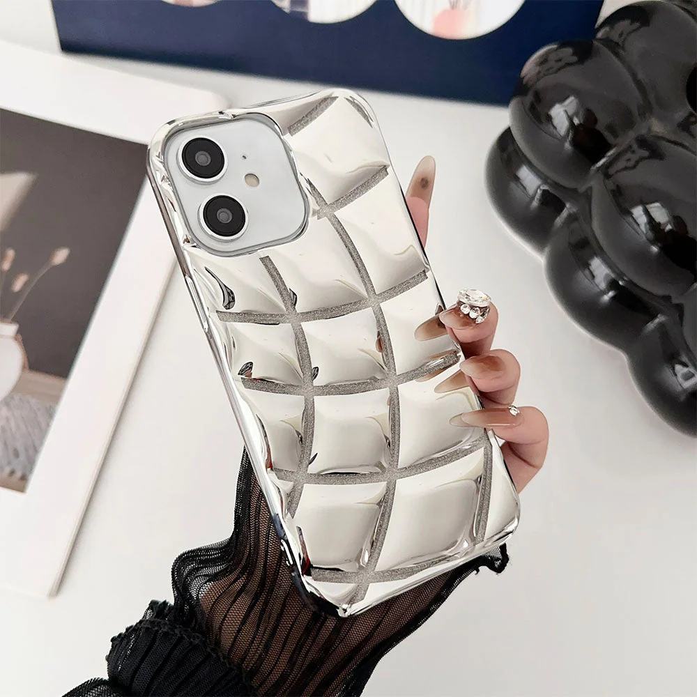 LuxuryKase LK142 Electroplated curved plaid Protective case For iPhone - Image 17