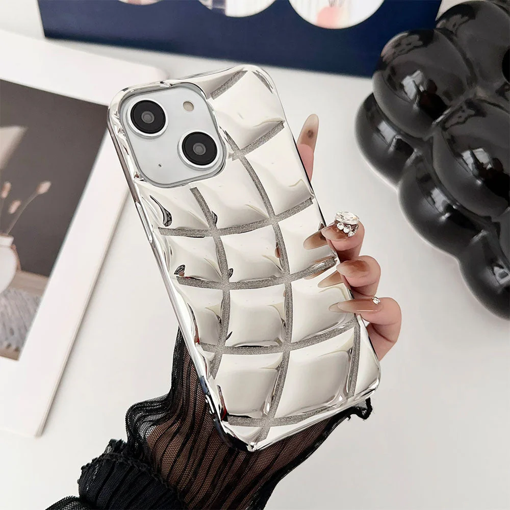 LuxuryKase LK142 Electroplated curved plaid Protective case For iPhone - Image 19