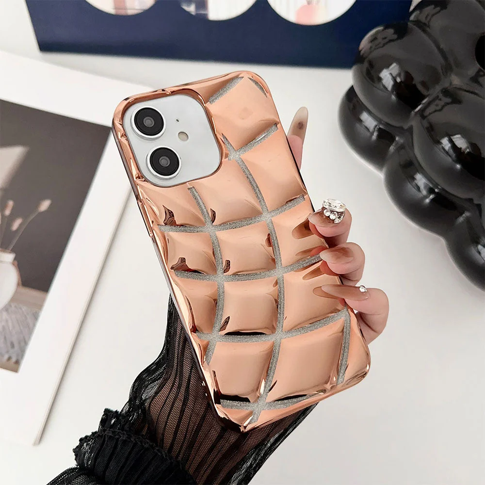LuxuryKase LK142 Electroplated curved plaid Protective case For iPhone - Image 5