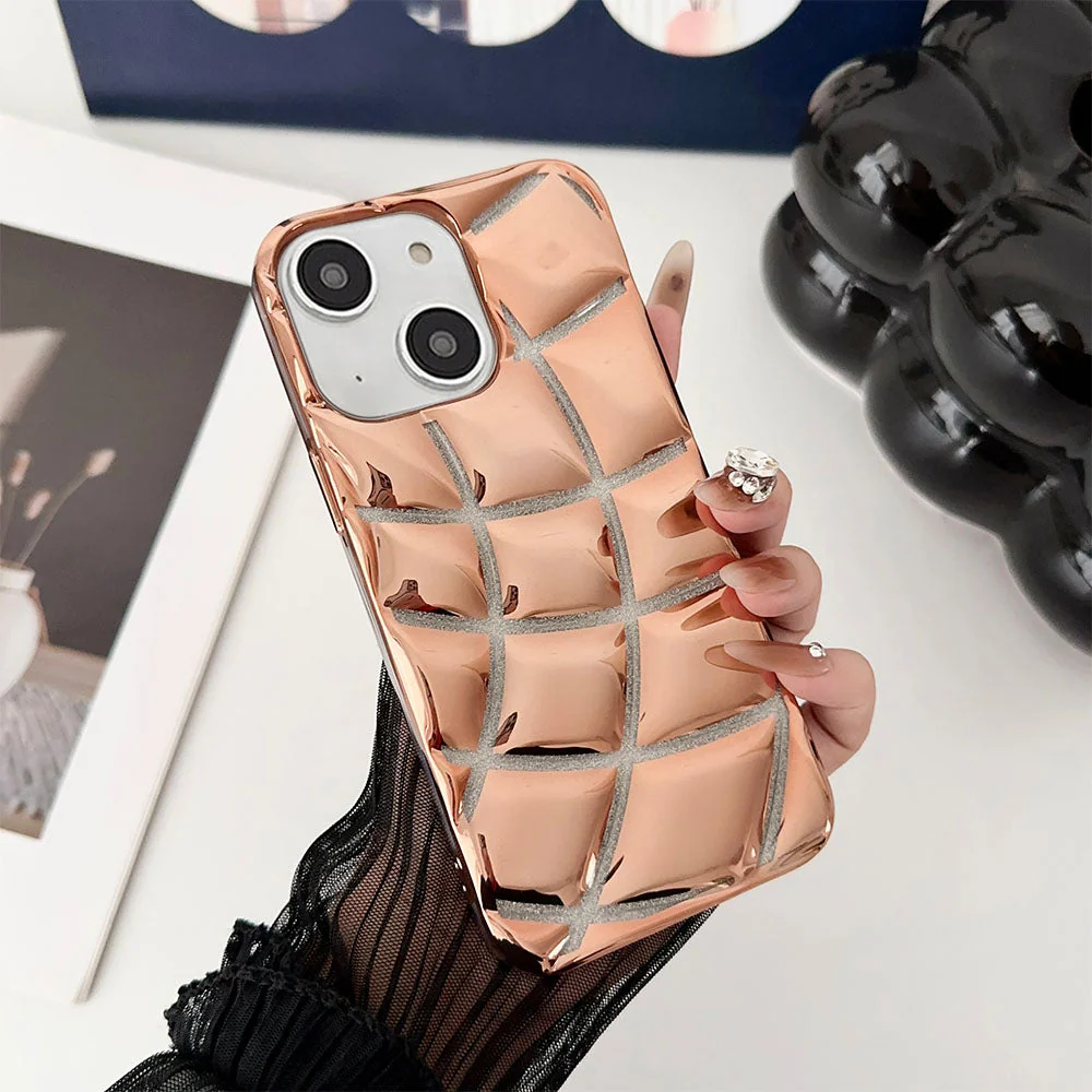 LuxuryKase LK142 Electroplated curved plaid Protective case For iPhone - Image 7