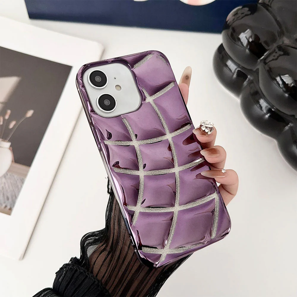 LuxuryKase LK142 Electroplated curved plaid Protective case For iPhone - Image 8