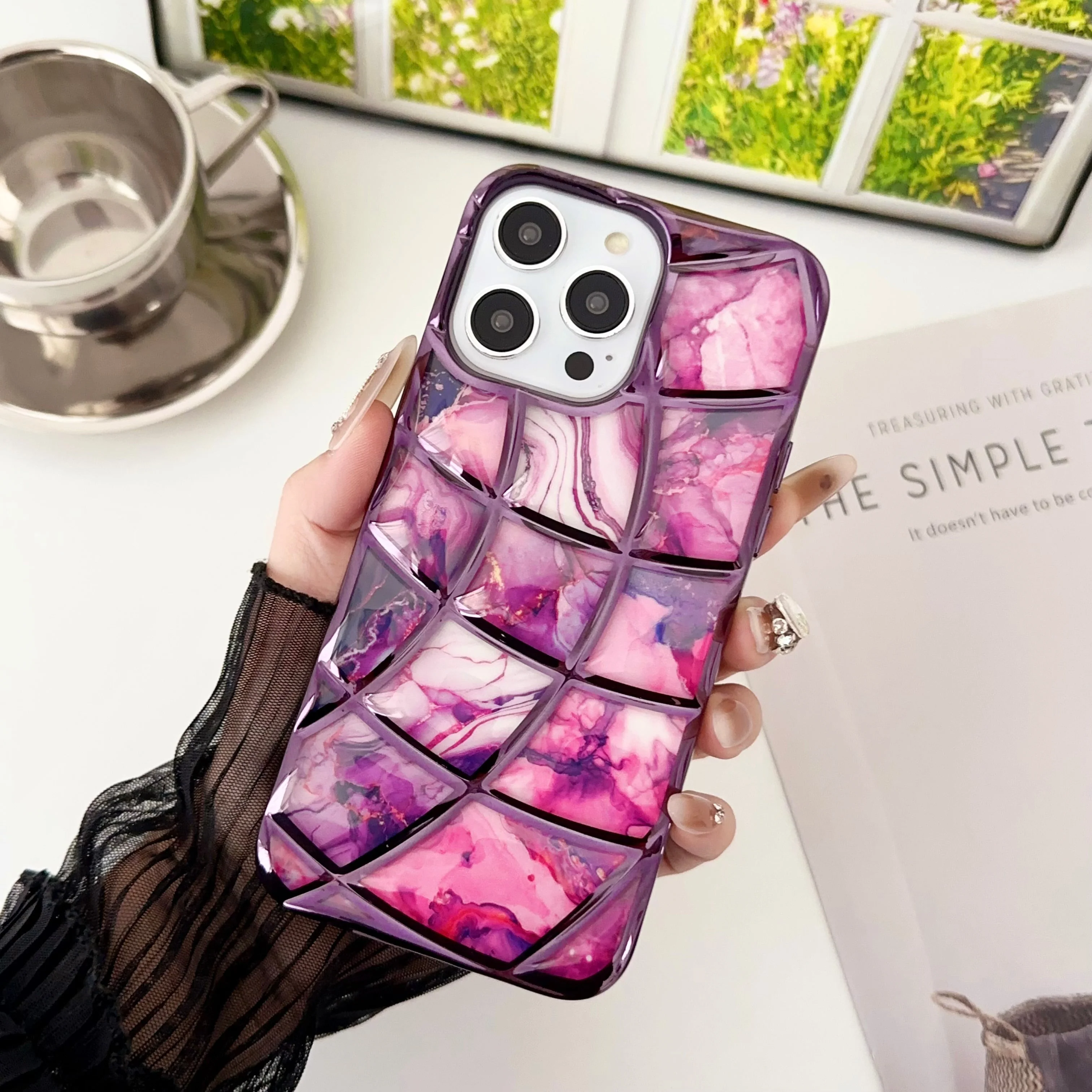 LuxuryKase LK145 Electroplated Marble Look Soft Shell Case For - iPHONE - Image 12