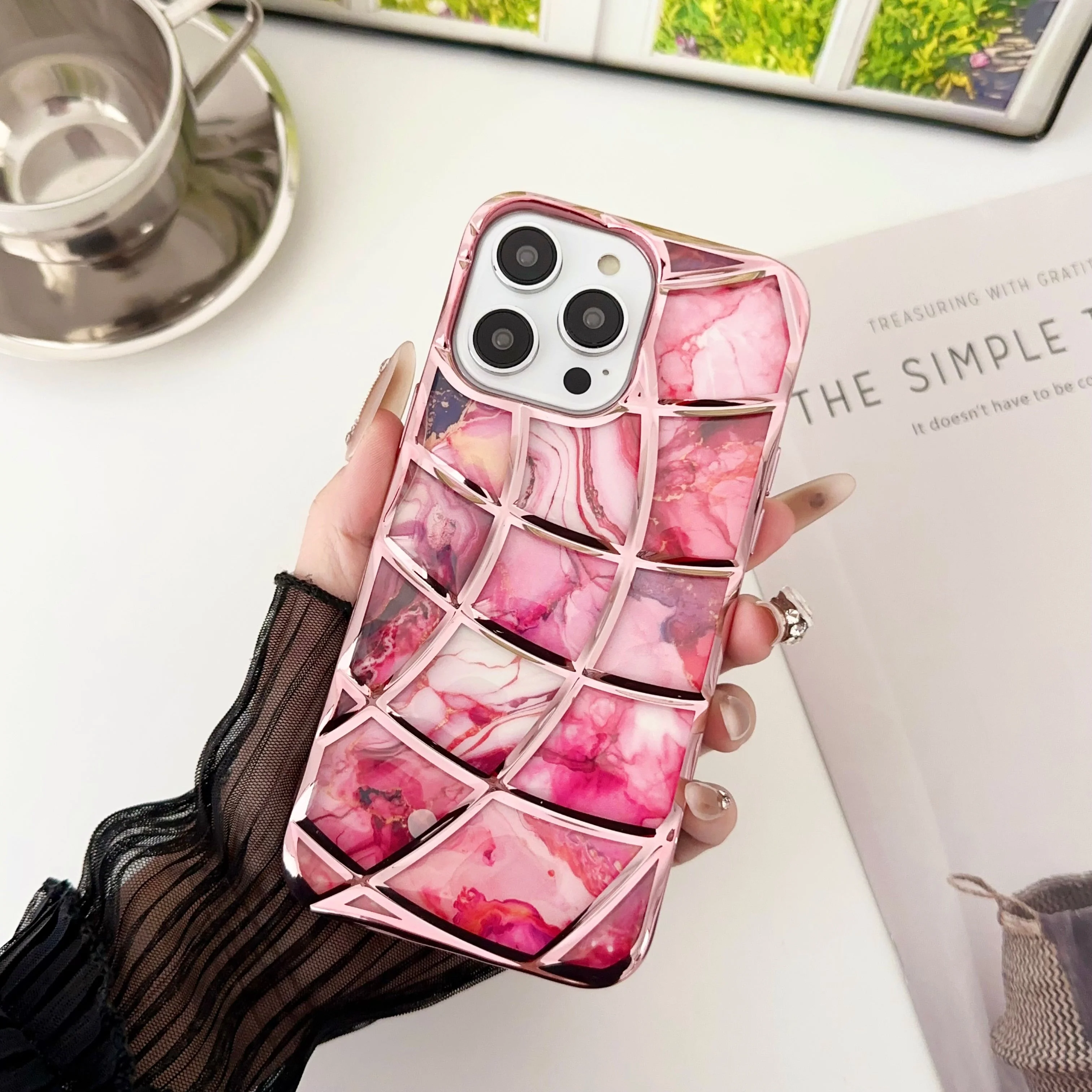 LuxuryKase LK145 Electroplated Marble Look Soft Shell Case For - iPHONE - Image 15