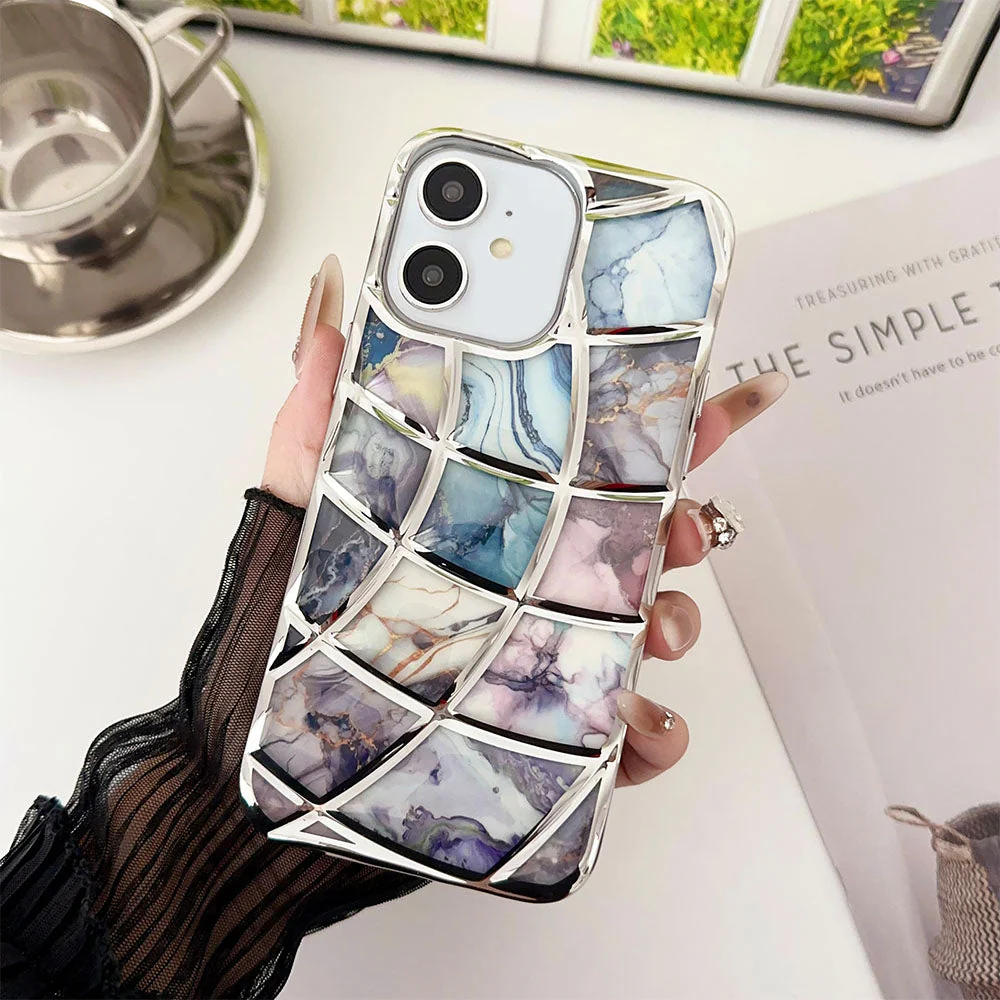 LuxuryKase LK145 Electroplated Marble Look Soft Shell Case For - iPHONE - Image 17