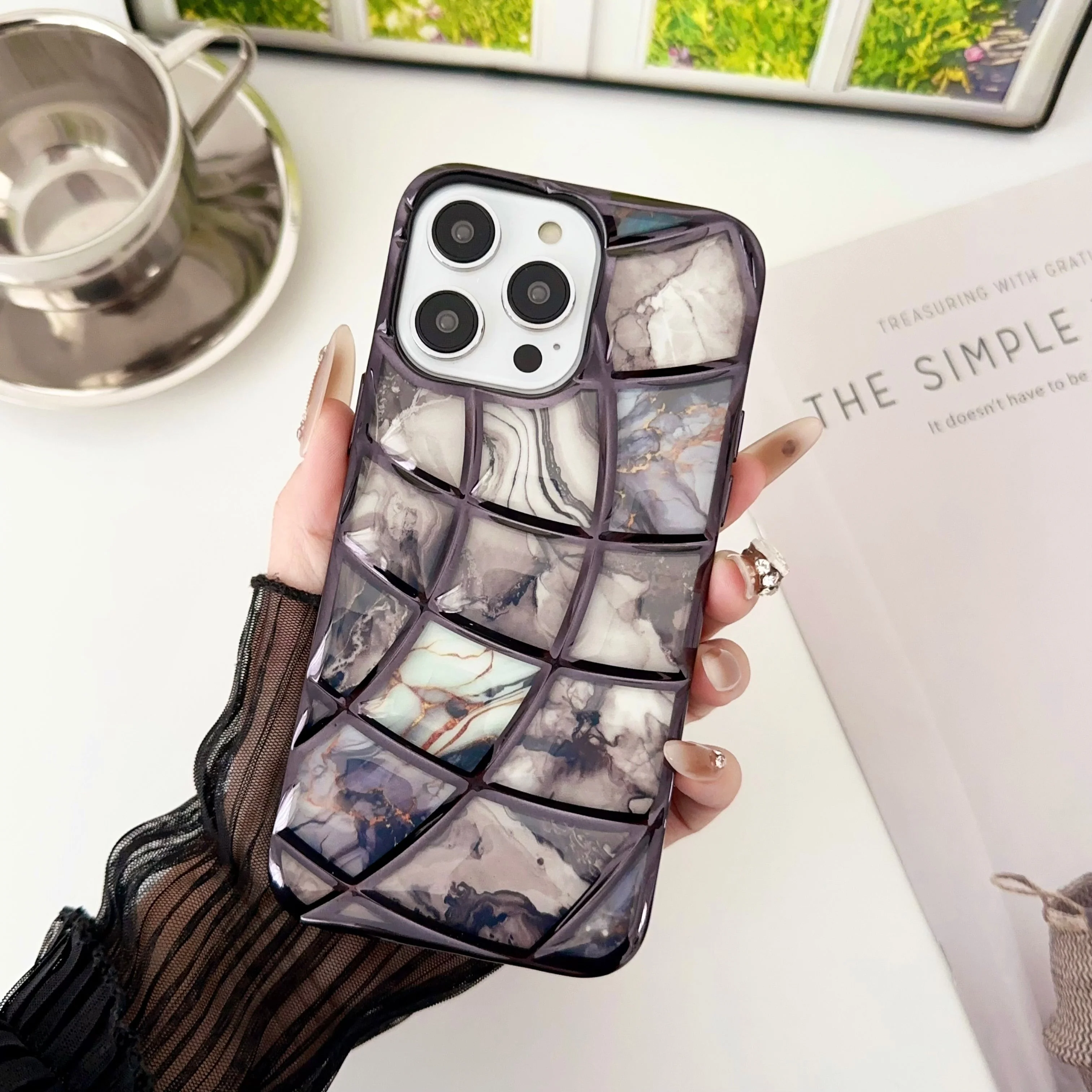 LuxuryKase LK145 Electroplated Marble Look Soft Shell Case For - iPHONE - Image 3
