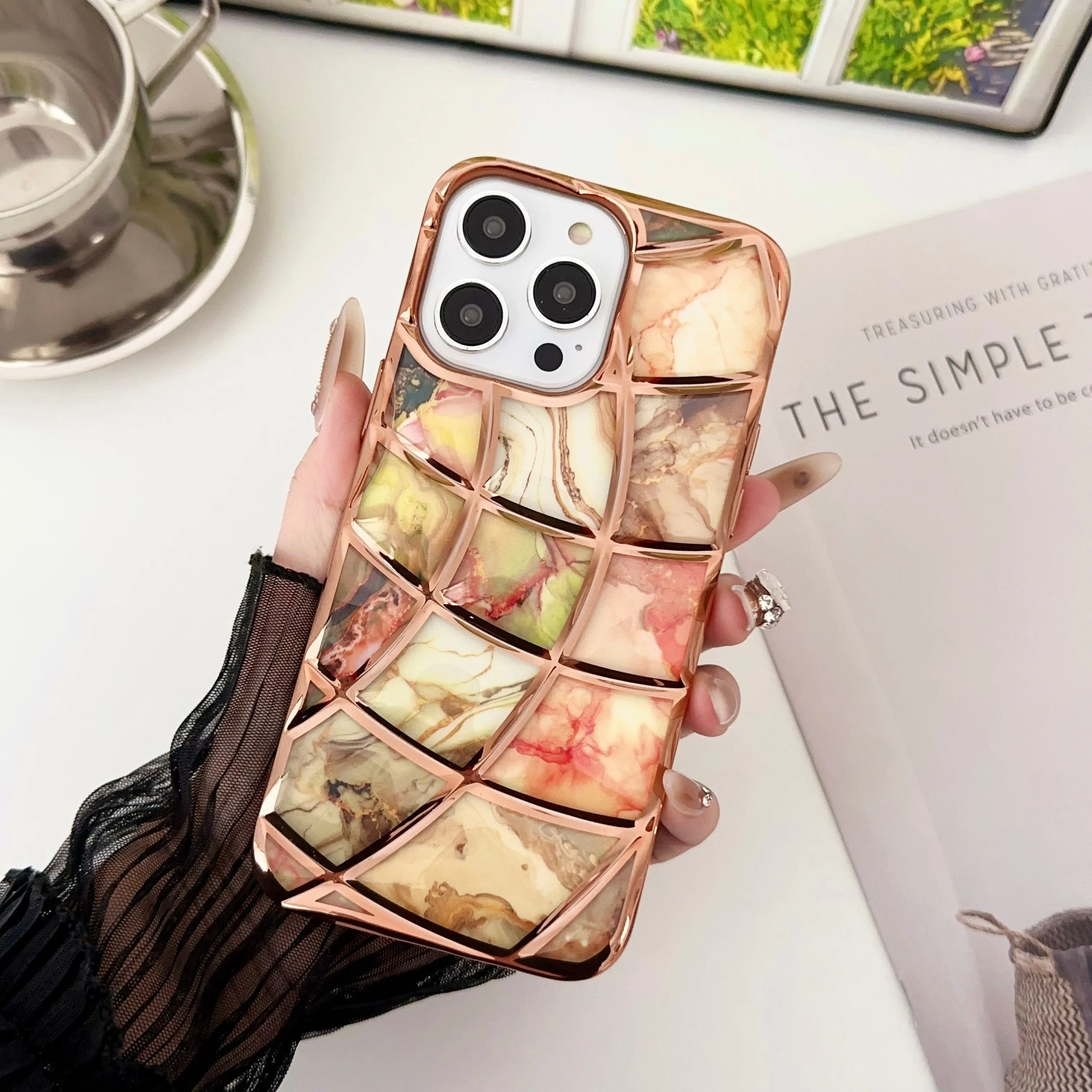 LuxuryKase LK145 Electroplated Marble Look Soft Shell Case For - iPHONE - Image 9