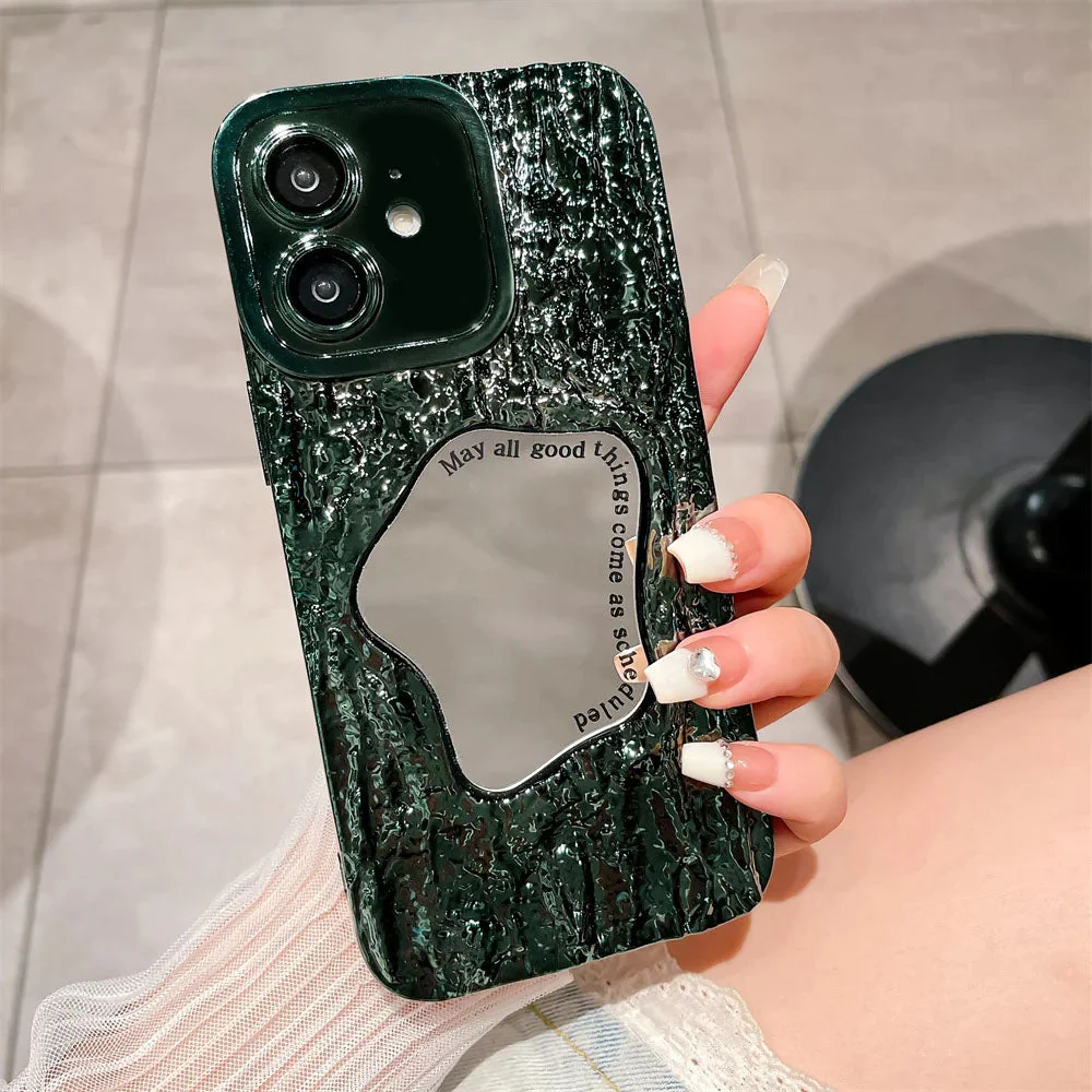 LuxuryKase LK149 Makeup Mirror Creative 3D Rock Pattern Shockproof Case For iPhone - Image 11