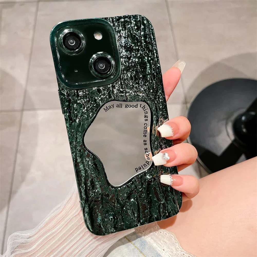 LuxuryKase LK149 Makeup Mirror Creative 3D Rock Pattern Shockproof Case For iPhone - Image 13