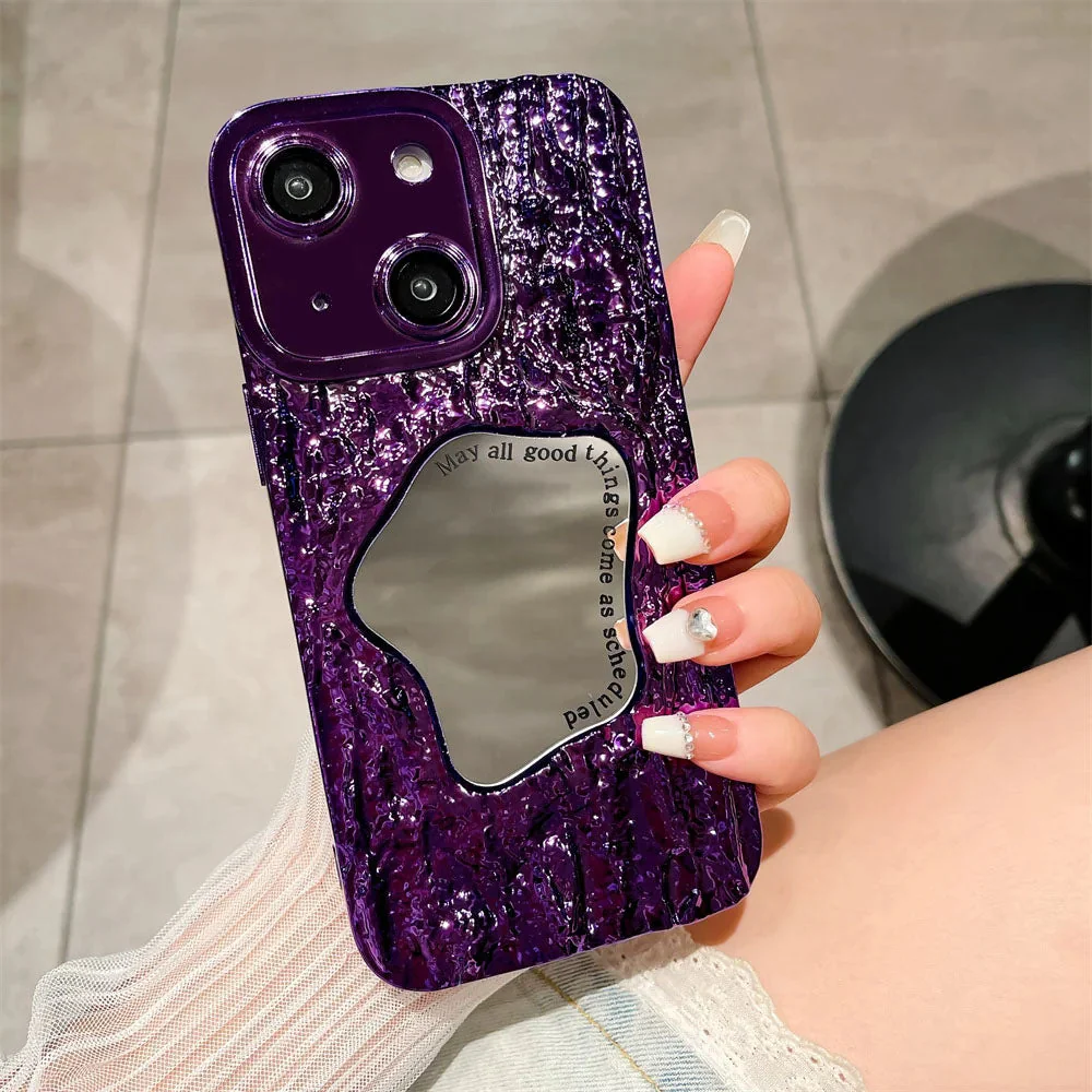LuxuryKase LK149 Makeup Mirror Creative 3D Rock Pattern Shockproof Case For iPhone - Image 16