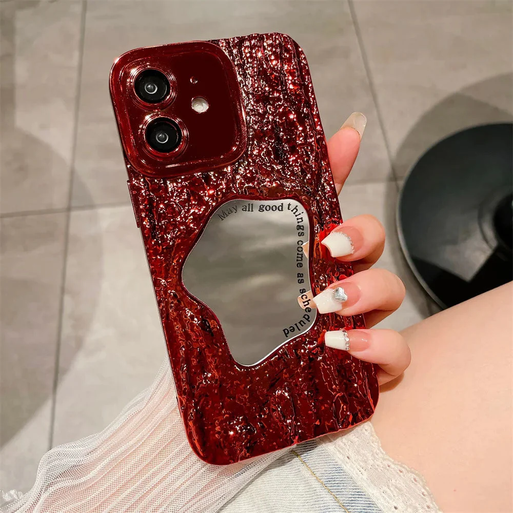 LuxuryKase LK149 Makeup Mirror Creative 3D Rock Pattern Shockproof Case For iPhone - Image 17