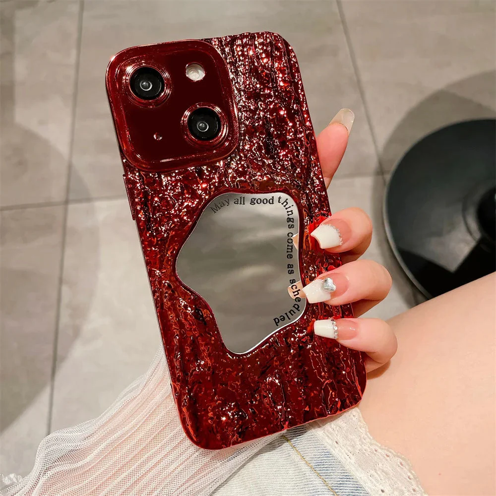 LuxuryKase LK149 Makeup Mirror Creative 3D Rock Pattern Shockproof Case For iPhone - Image 19